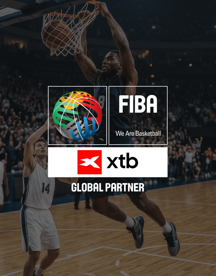 Imagem que representa a parceria entre a XTB e a FIBA