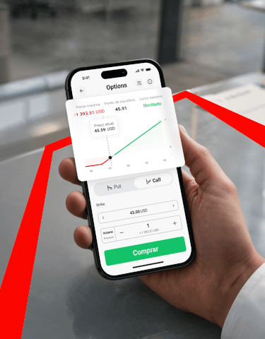 Opções disponíveis na app da XTB