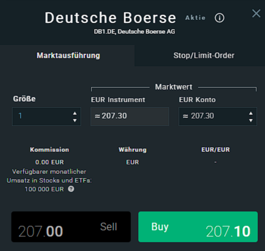 Spread Aktien: DB1.DE Ordermaske