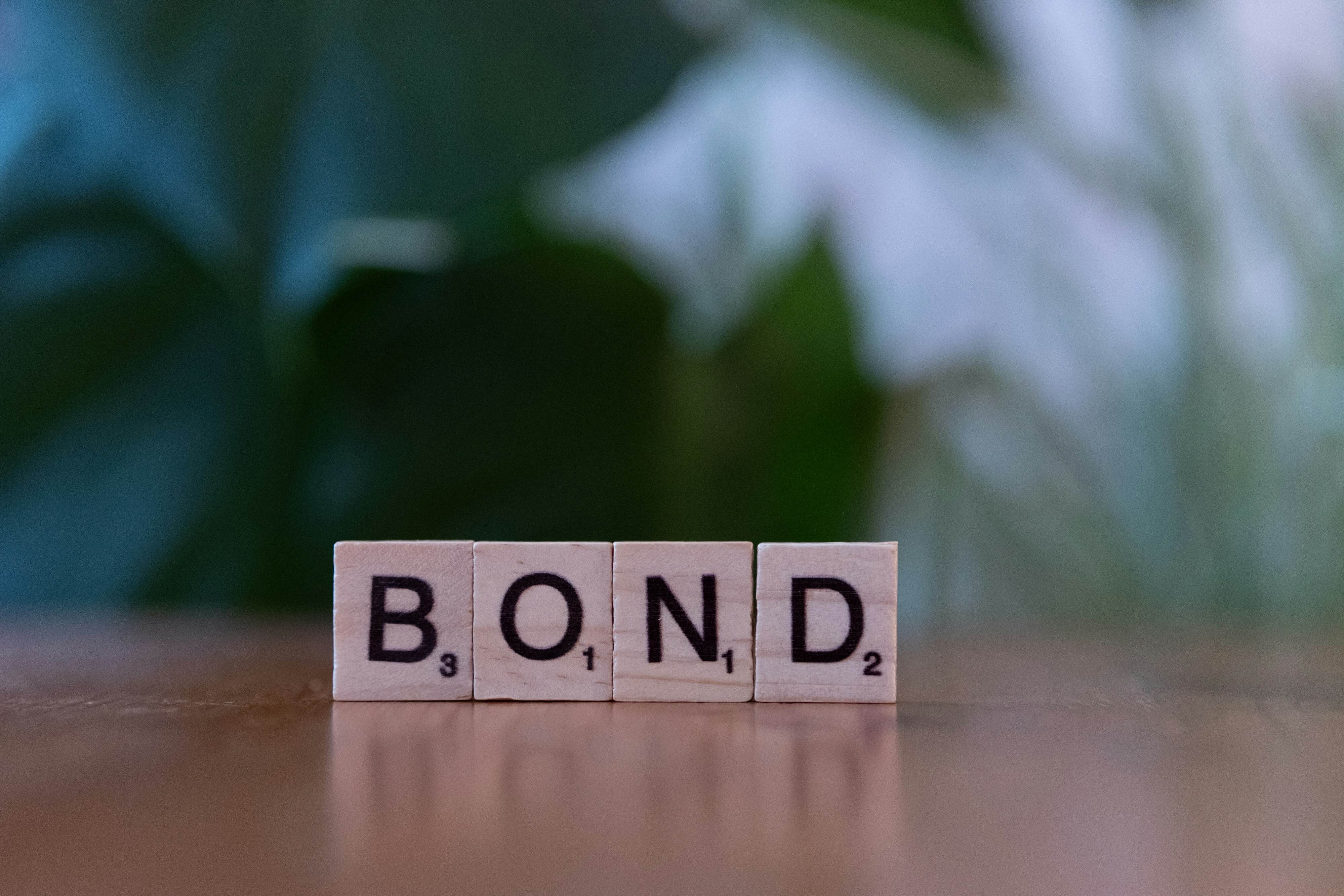 Imagen de unas fichas en las que se lee la palabra bond