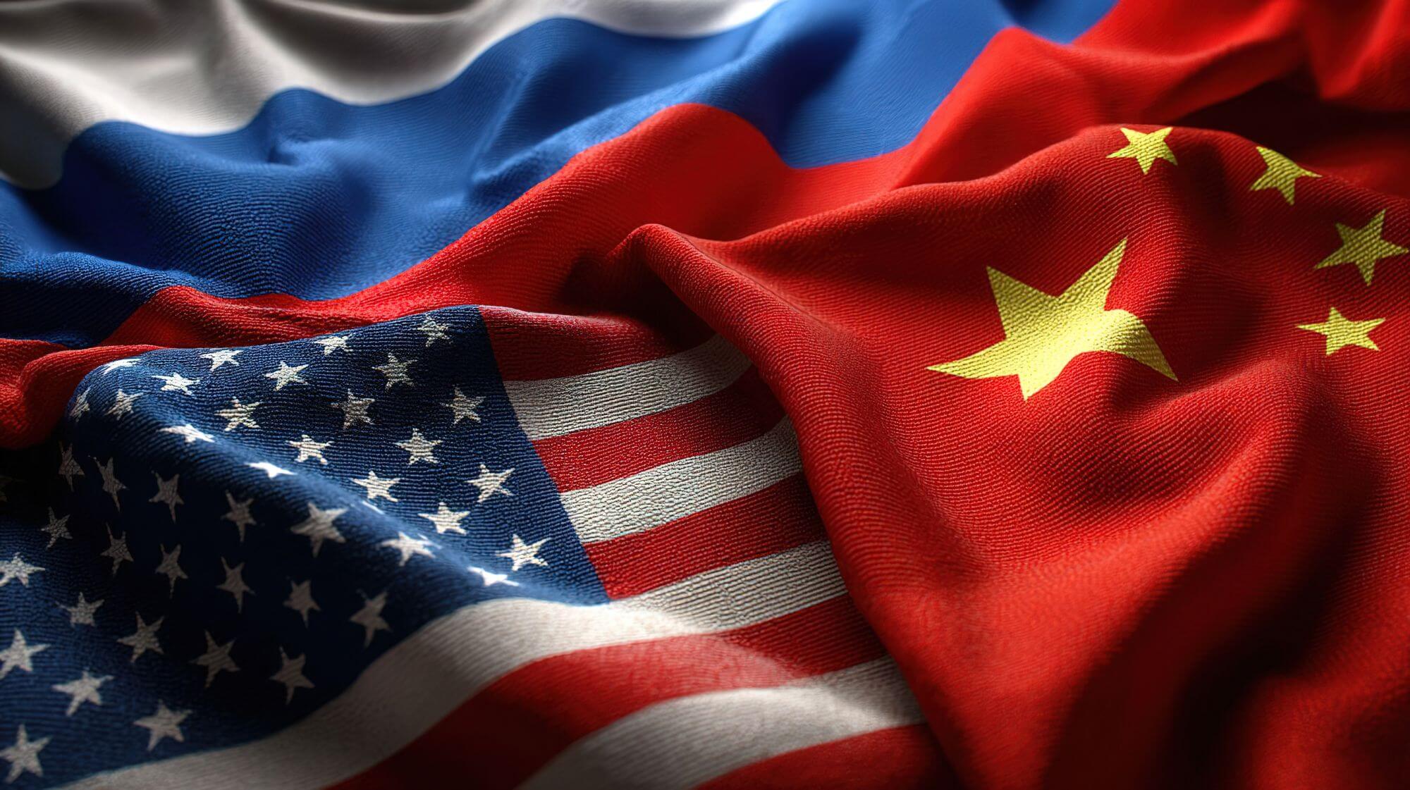 Imagen de las banderas de Estados Unidos y China
