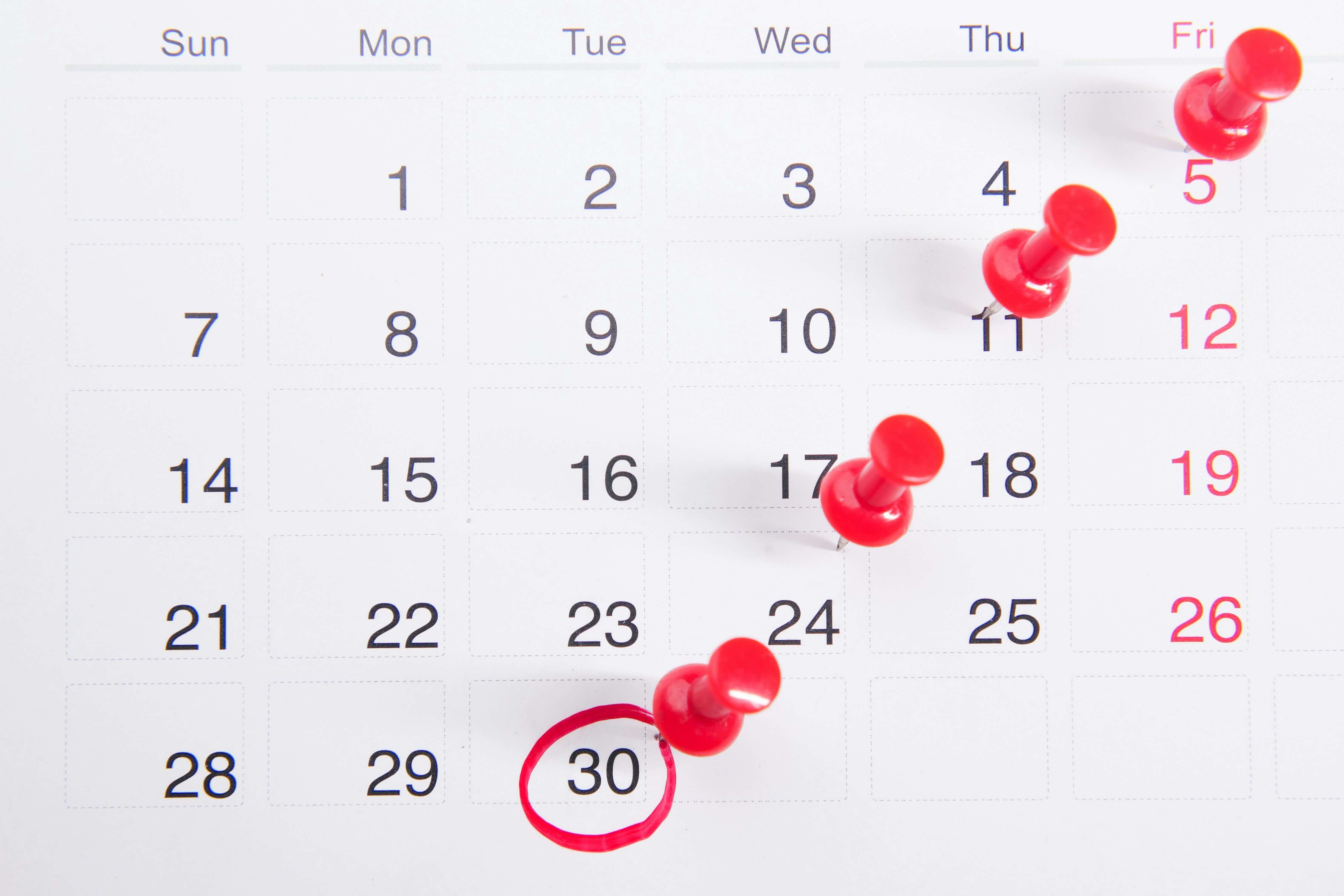 Imagen de un calendario
