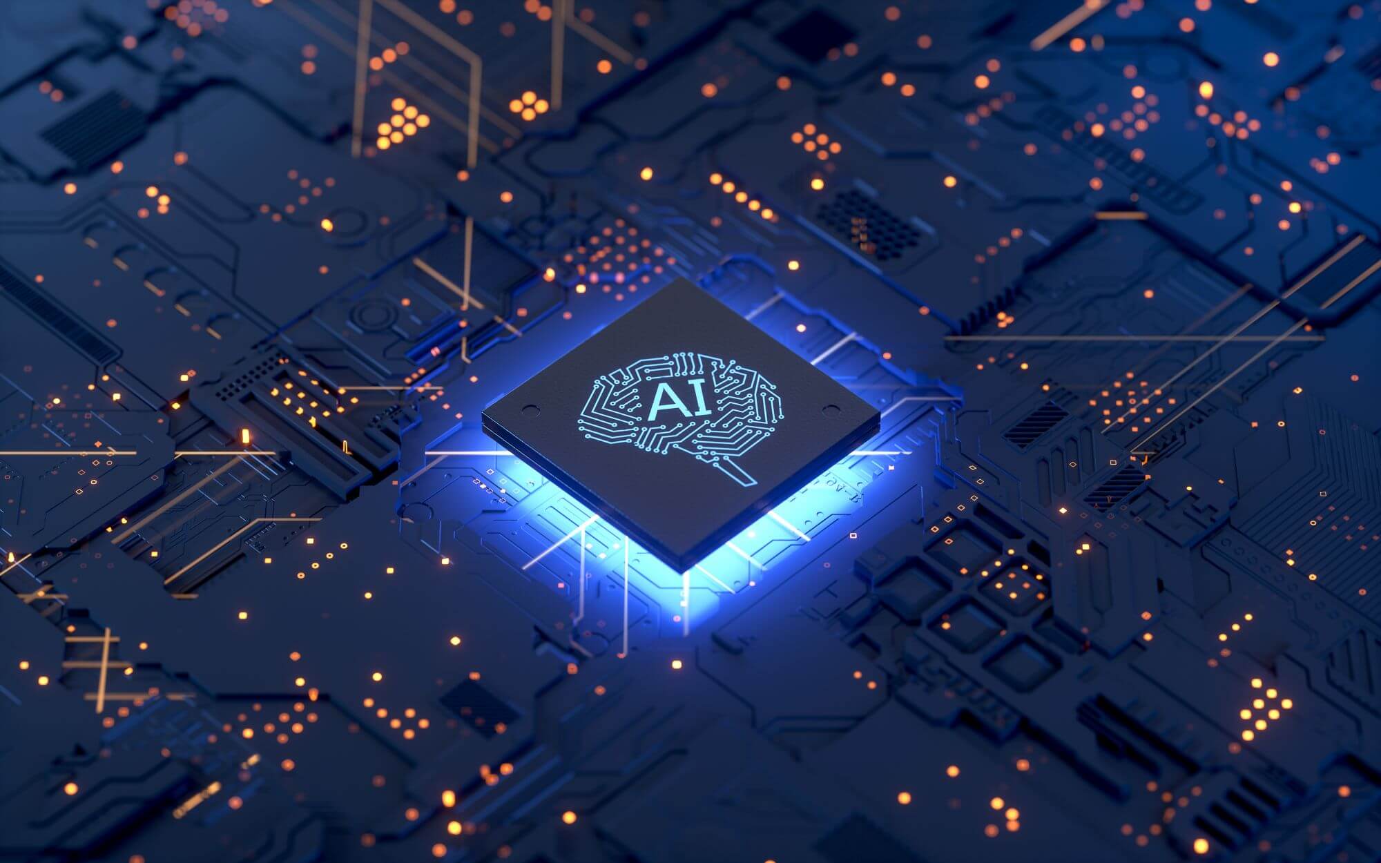 Imagen de un chip en el que se lee AI