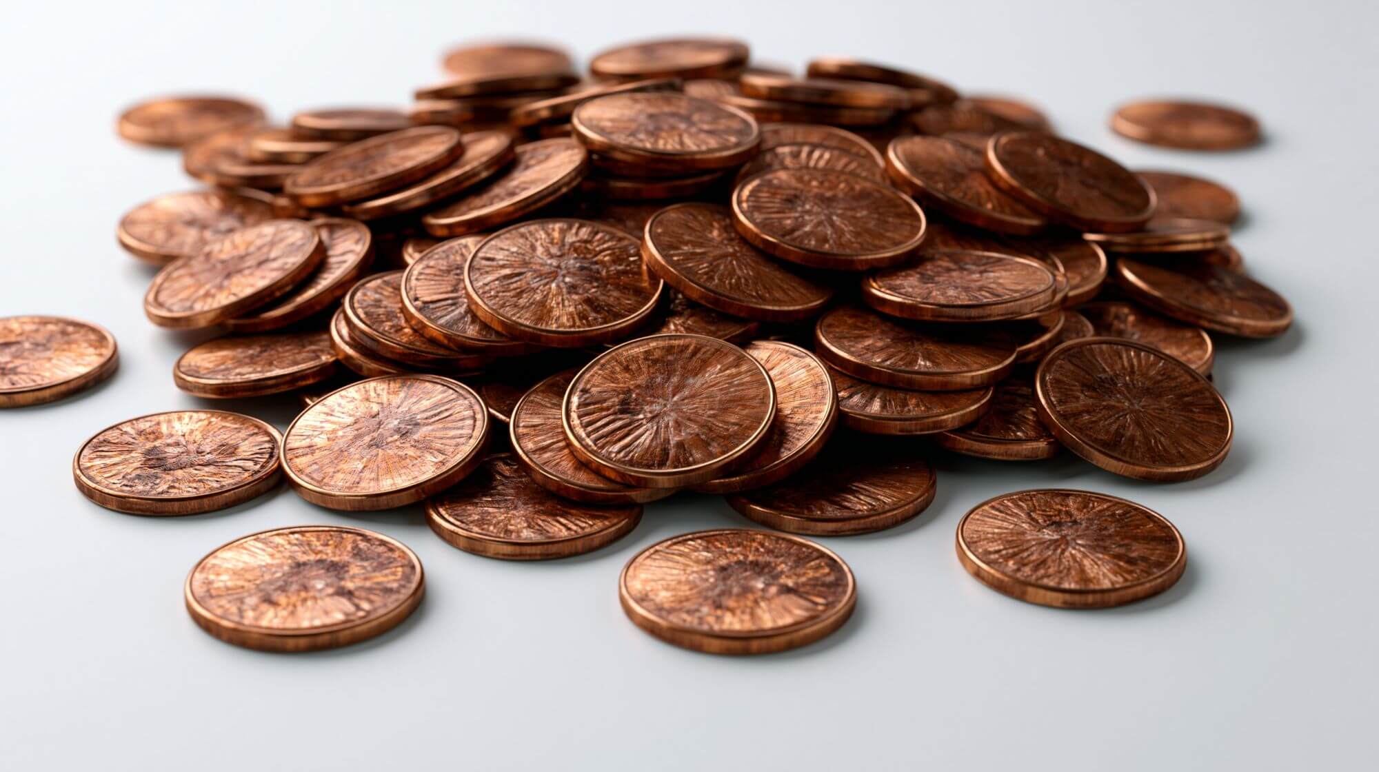 Imagen de monedas de cobre en un artículo sobre cómo invertir en cobre