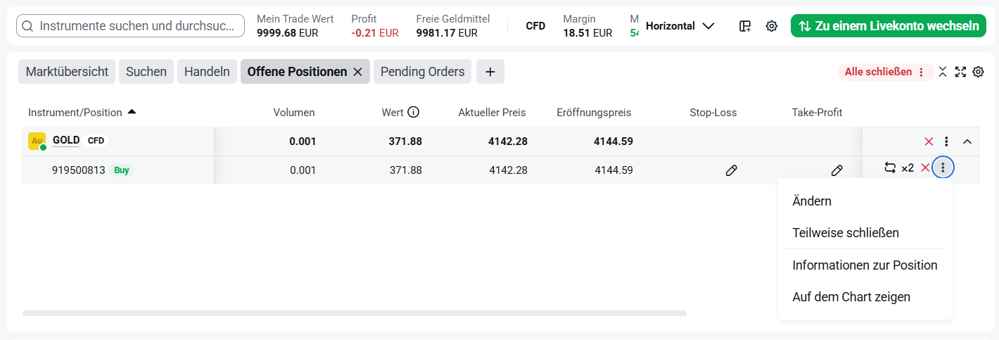 7 Schritte: Order ändern