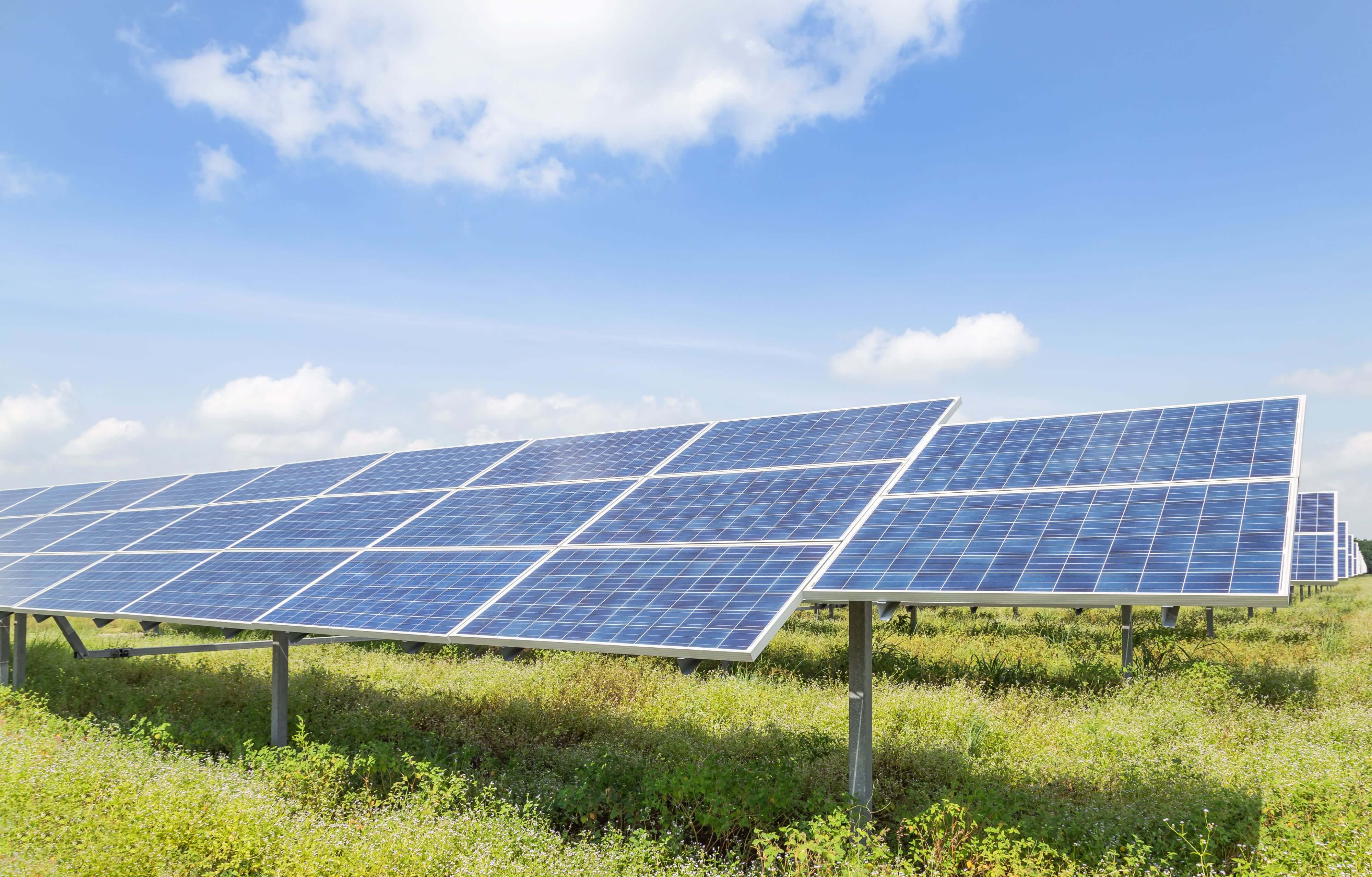 Imagen de placas solares en un artículo sobre Acciona