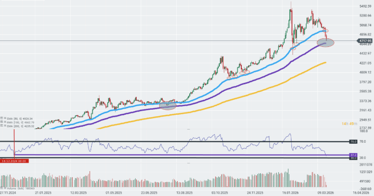GrÃ¡fico con la cotizaciÃ³n del oro
