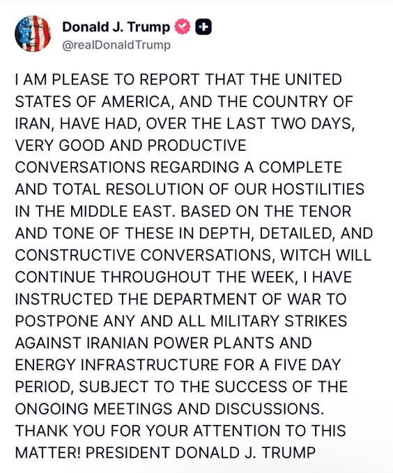 Imagen del anuncio de Donald Trump en Truth Social