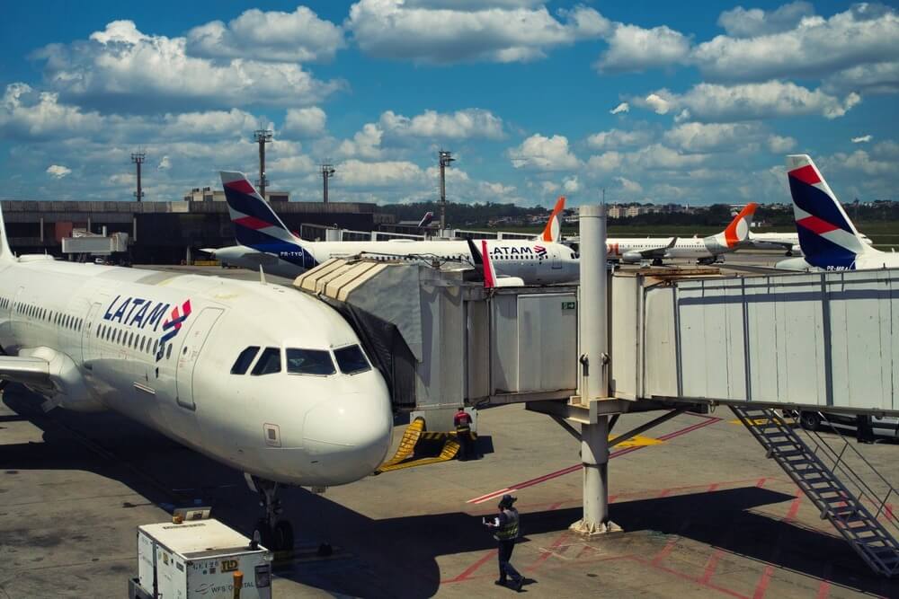 Parte de la flota de aviones Latam Airlines
