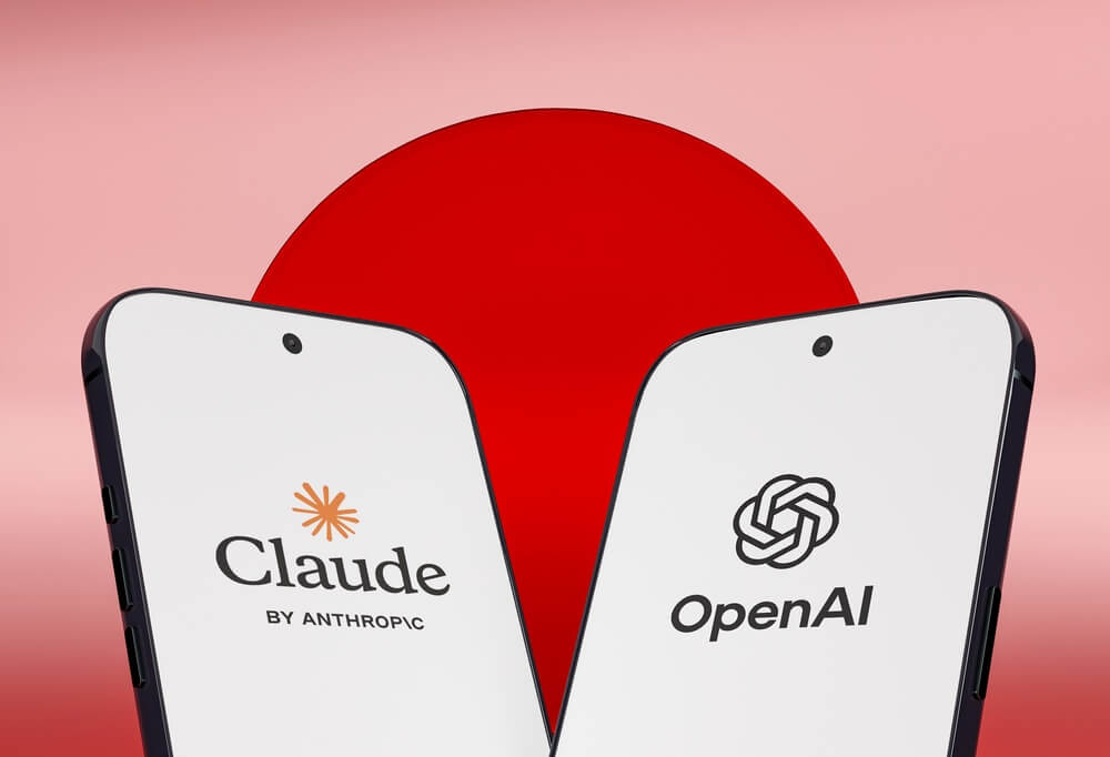 Claude Anthropic y OpenAI Logos en Smartphones,