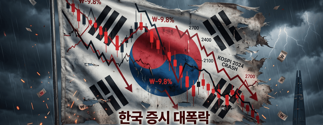 Imagen de la bandera de Corea con un grÃ¡fico bursÃ¡til superpuesto