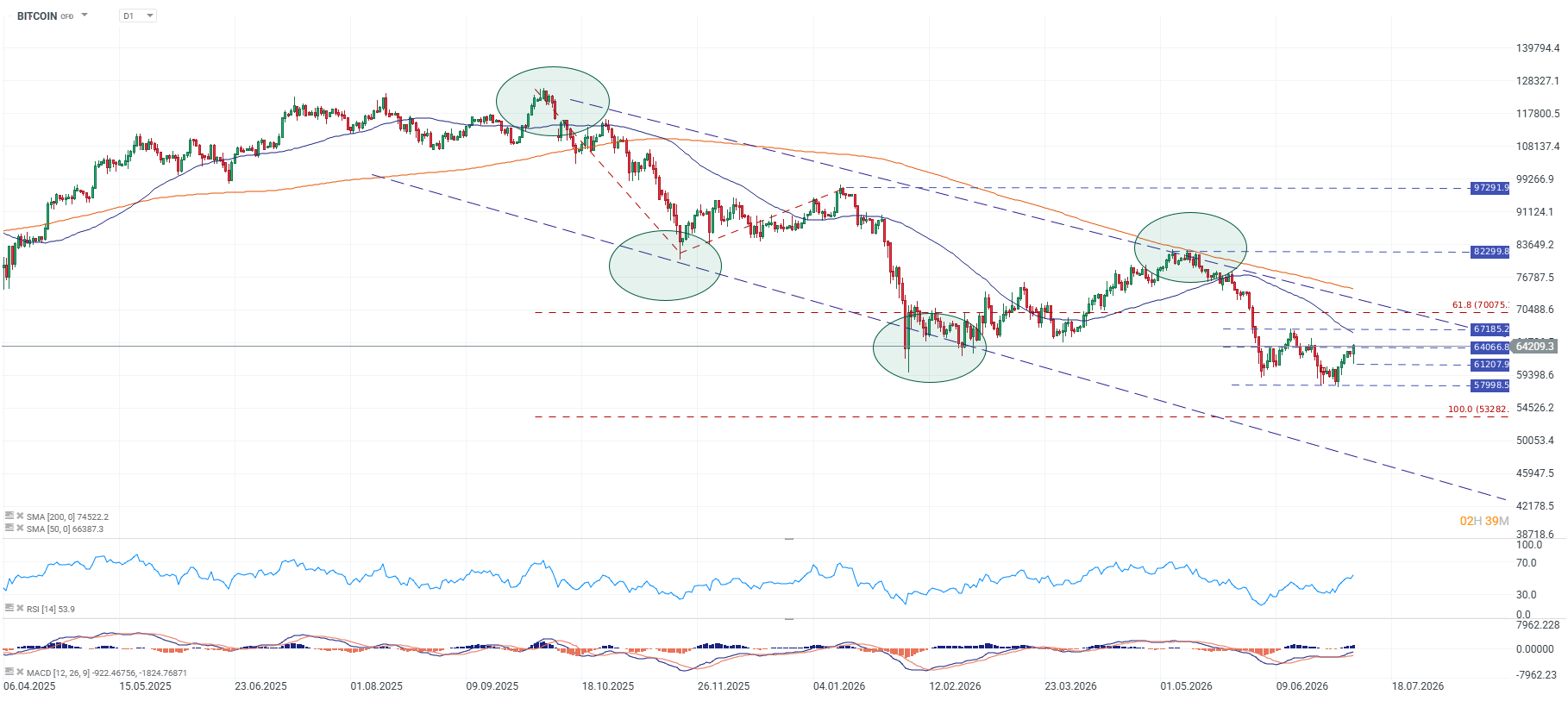 Grafico diario del bitcoin