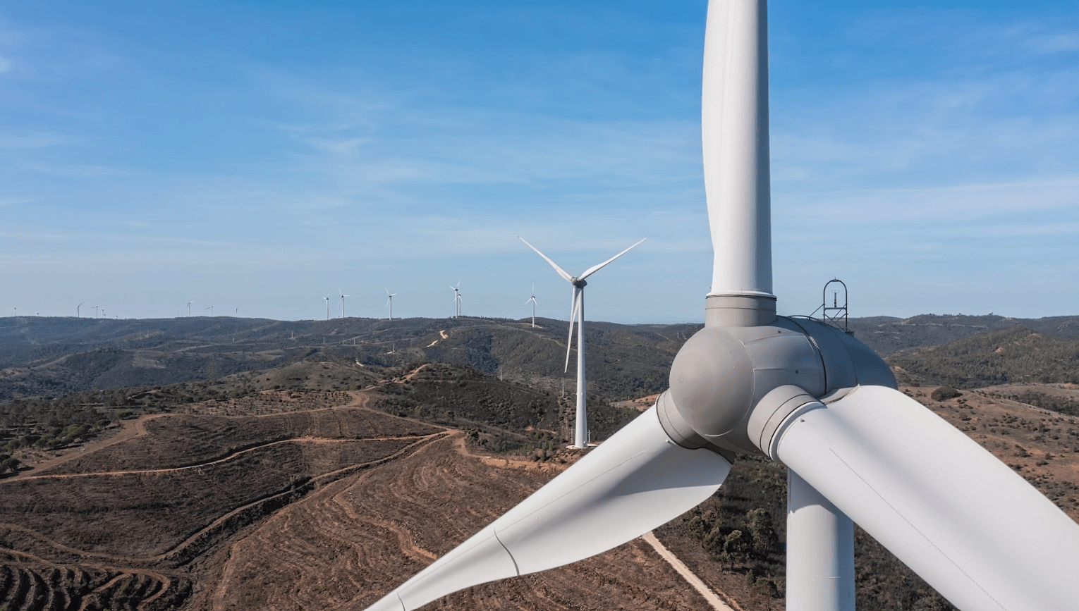 Imagen de molinos de viento en un artículo sobre las acciones de Acciona