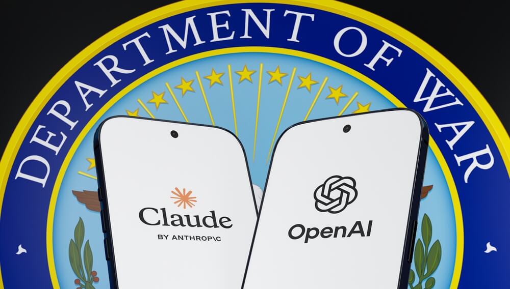 Sello del Departamento de Guerra de EE. UU. con logotipos de Claude y OpenAI